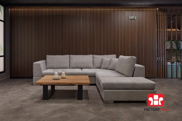 Elafonisos Modular Sofa 2.80m Χ 2.40m. It consists of 4 parts. Removable back & seat cushion fabrics. Available with waterproof fabric. in a variety of colors. Possibility to change dimension and fabric.