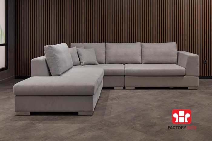 Elafonisos Modular Sofa 2.80m Χ 2.40m. It consists of 4 parts. Removable back & seat cushion fabrics. Available with waterproof fabric. in a variety of colors. Possibility to change dimension and fabric.