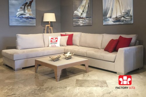 MILOS Corner Sofa • Overall Dimension  3.00 Χ 2.50m • Waterproof Fabric • Over 100 colors of fabric to choose from • Removable fabrics from the cushions • 10 years guarantee (frame) • 4 years guarantee (foamed pillow parts)