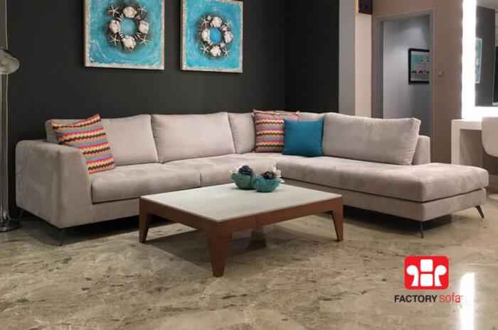 Antiparos Corner Sofa • Overall Dimension  3.00 Χ 2.50m • Waterproof Fabric • Over 100 colors of fabric to choose from • Removable fabrics from the cushions • 10 years guarantee