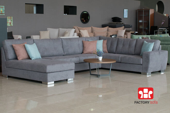 Sitia U - Sofa • Dimension 2.40m x 3.50m x 1.60m • It consists of 3 parts in a U arrangement which can be placed independently. • The fabric from the back cushions & seat covers have a zipper. • Available with waterproof fabric • Fabric selection option • 10-year written guarantee!