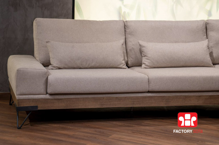 Chalki Corner Sofa 3.00 Χ 2.50m • Color Choice of Wood • Waterproof Fabric • Over 100 colors of fabric to choose from • Removable fabrics from the cushions • 10 years guarantee