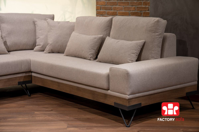 Chalki Corner Sofa 3.00 Χ 2.50m • Color Choice of Wood • Waterproof Fabric • Over 100 colors of fabric to choose from • Removable fabrics from the cushions • 10 years guarantee