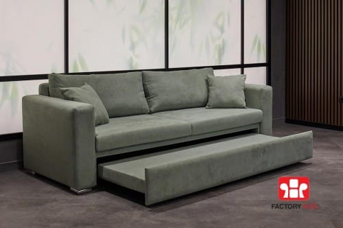 Folegandros Sofa Bed with Waterproof Fabric in a variety of colors. Available in 2 dimensions to choose from: 2.25m or 2.35m. Depth 0.90m | Depth with open bed: 1.60m